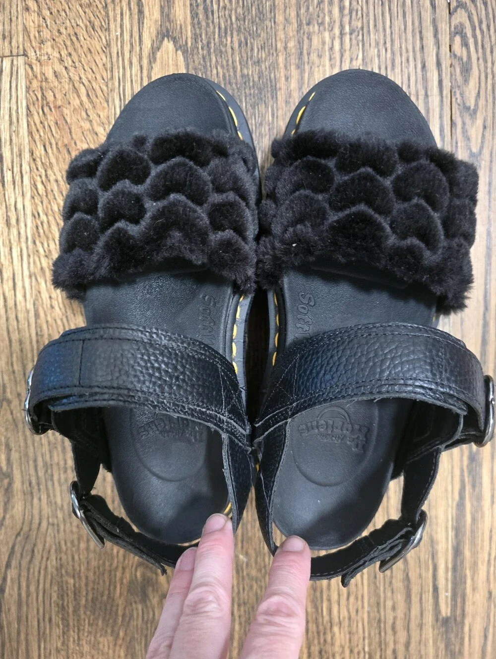 DR. MARTENS Platform Voss Fluffy Faux Fur Platform Sandals